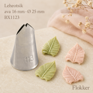 Martellato leheotsik 16 mm BX1123, otsikule pressitud number 113 ja sellega pritsitud soonelised kreemilehed