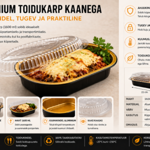 Toiduvorm alum. Must/Kuld+kaas 1600ml/150