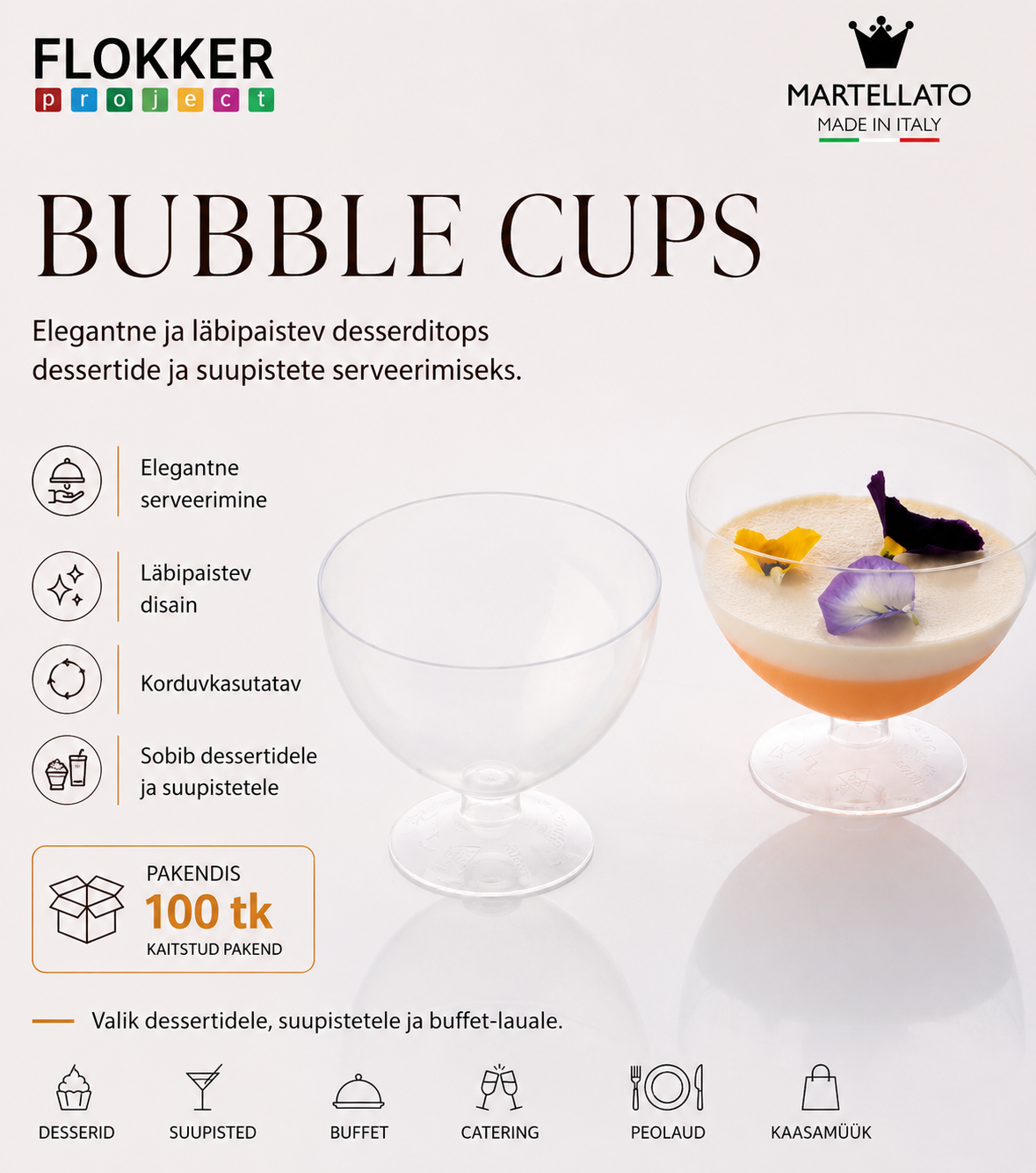 Desserditopsid BUBBLE 215 ml Ø90 H.75mm /100