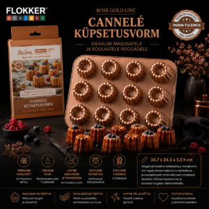 ROSE GOLD CANNELE Küpsetusvorm 12tk 32,5x25,6 H.5cm