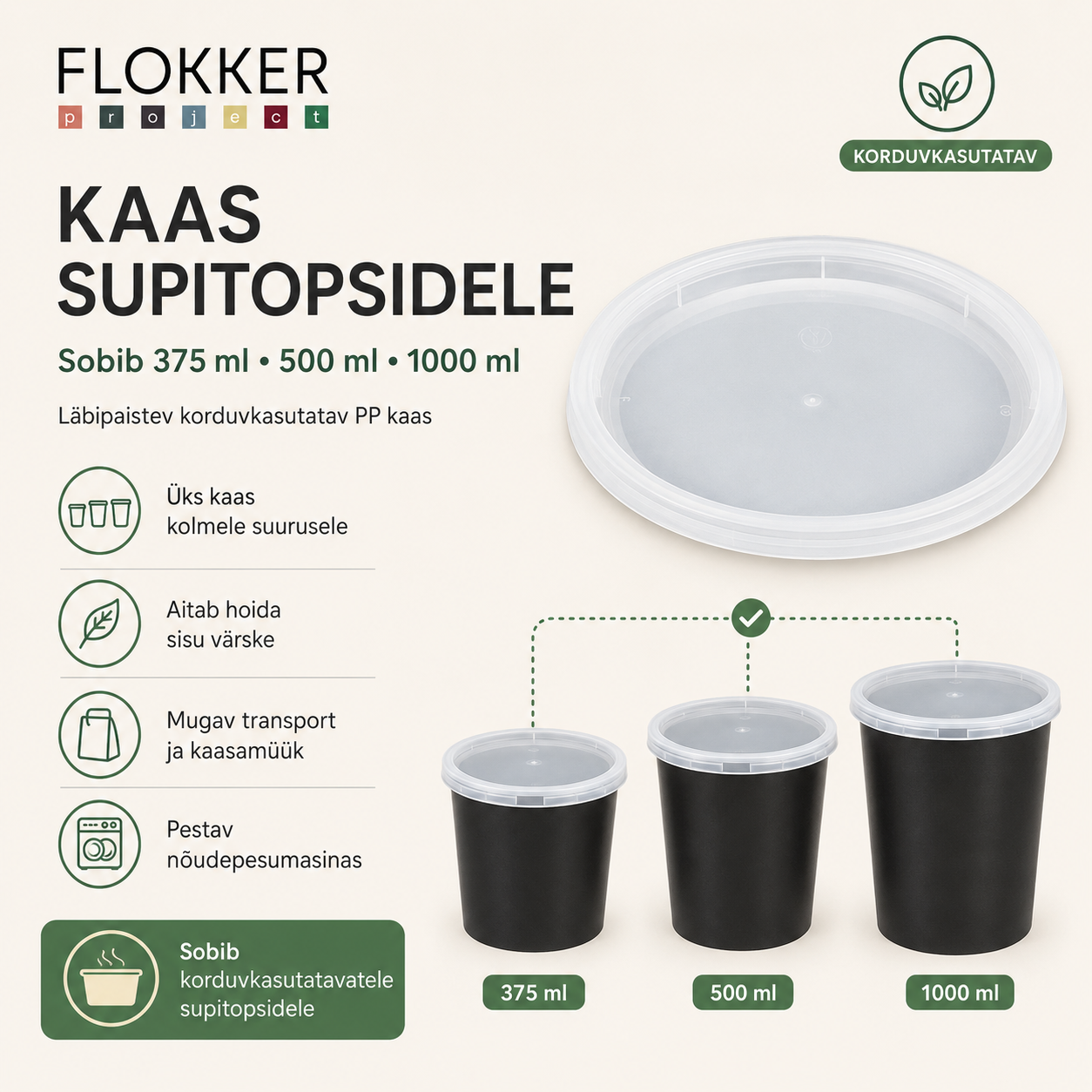 KAAS Korduvkasutatav supikonteinerile lekkekindel /500