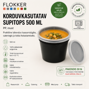 Supikonteiner 500ml korduvkasutatav PP /50