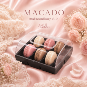 Must MACADO makroonikarp 6 makroonile läbipaistva kaanega