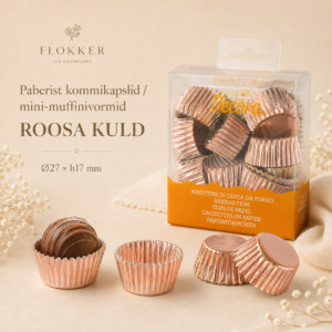 Paberist kommikapsel /mini-muffinivorm ROOSA KULD 27x17mm 180tk