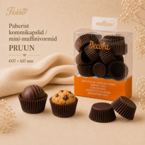 Paberist kommikapslid /mini-muffinivorm PRUUN Ø27 H.17mm 200tk