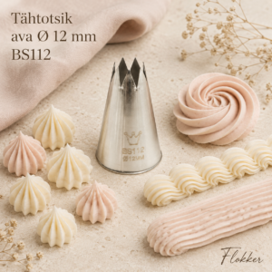 Avatud tähtotsik 12 mm BS112 Martellato kreemikaunistustega