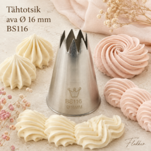 Avatud tähtotsik 16 mm BS116 Martellato suurte kreemikaunistustega