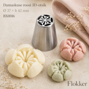 Martellato damaskuse roosi 3D-otsik BX0016 ja ühe vajutusega pritsitud kihilised kreemiroosid