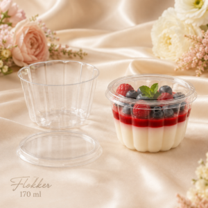 Läbipaistev kaanega BUDINO desserditops 170 ml mõõduga Ø87 × 50 mm