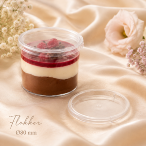 Läbipaistev lame kaas BUCKET 210 ml desserditopsile mõõduga Ø80 × 7,5 mm