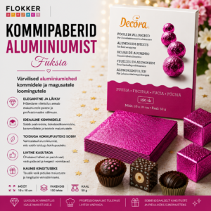 Kommipaber alumi.FUKSIA 10x10 /150