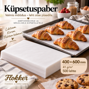 Küpsetuspaber lehtedena 400 × 600 mm, 41 g/m², 500 lehte