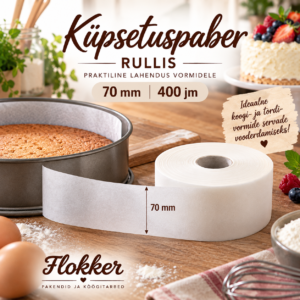 Küpsetuspaber rullis 70 mm × 400 jm koogivormi servade vooderdamiseks