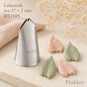Martellato leheotsik 17 × 2 mm BX1105 ja sellega pritsitud soonelised kreemilehed