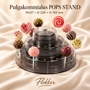Must kolmeastmeline pulgakommialus POPS STAND Ø 220 × H 120 mm