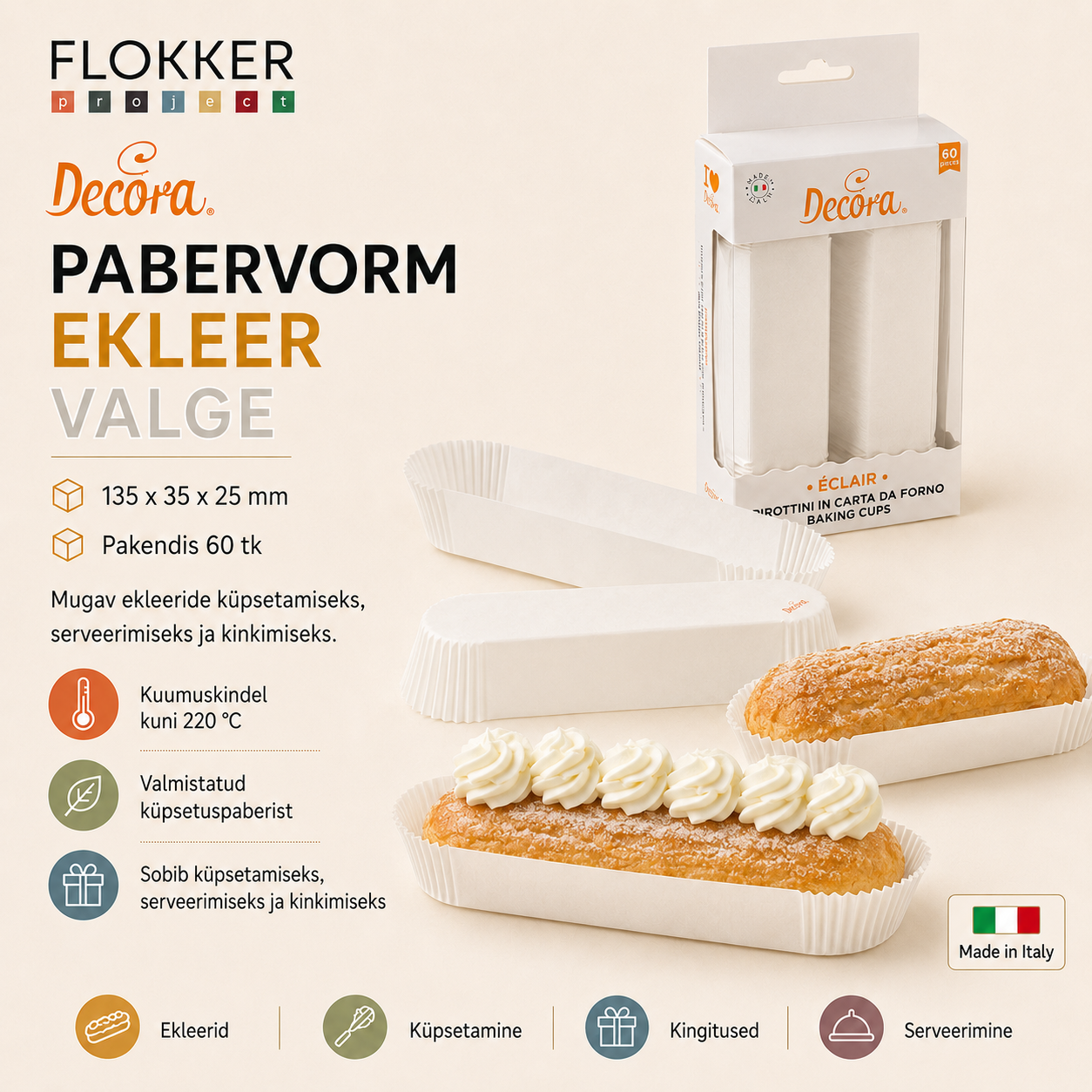 Paberalus Ekleer VALGE 135x33xh.28mm /60