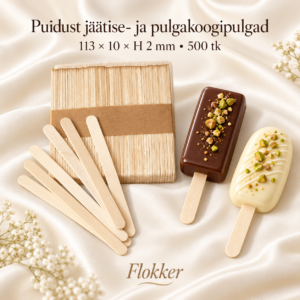 Puidust jäätise- ja pulgakoogipulgad 113 × 10 × H 2 mm, 500 tk