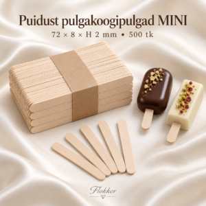 Puidust pulgakoogipulgad MINI 72 × 8 × H 2 mm, 500 tk