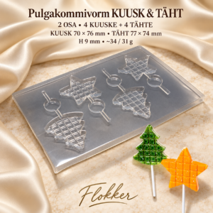 Pulgakommivorm KUUSK ja TÄHT, komplektis 2 vormi, kokku 4 kuuske ja 4 tähte