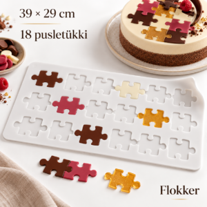 Valge Martellato PUZZLE-silikoonmatt 18 pusletükikujulise kaunistuse valmistamiseks