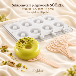 Silikoonvorm pulgakoogile SÕÕRIK Ø 80 × H 22 mm, 8 pesa ja 50 pulka