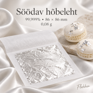 Söödav hõbeleht 86 × 86 mm, 0,08 g