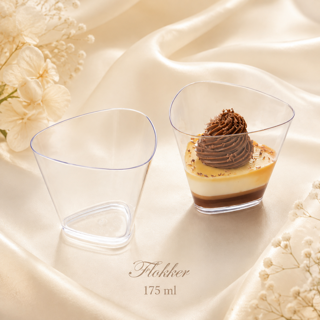Läbipaistvad kolmnurksed TRIANGLE desserditopsid 175 ml