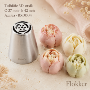 Martellato tulbiõie 3D-otsik Azalea BX0004 ning sellega ühe vajutusega pritsitud mitmekihilised kreemitulbid