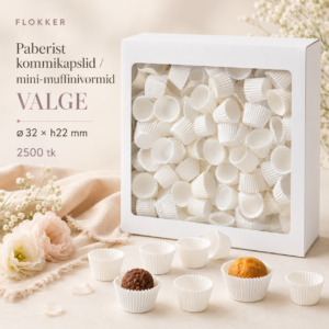 Valged paberist kommikapslid ja mini-muffinivormid Ø32 × 22 mm, 2500 tk