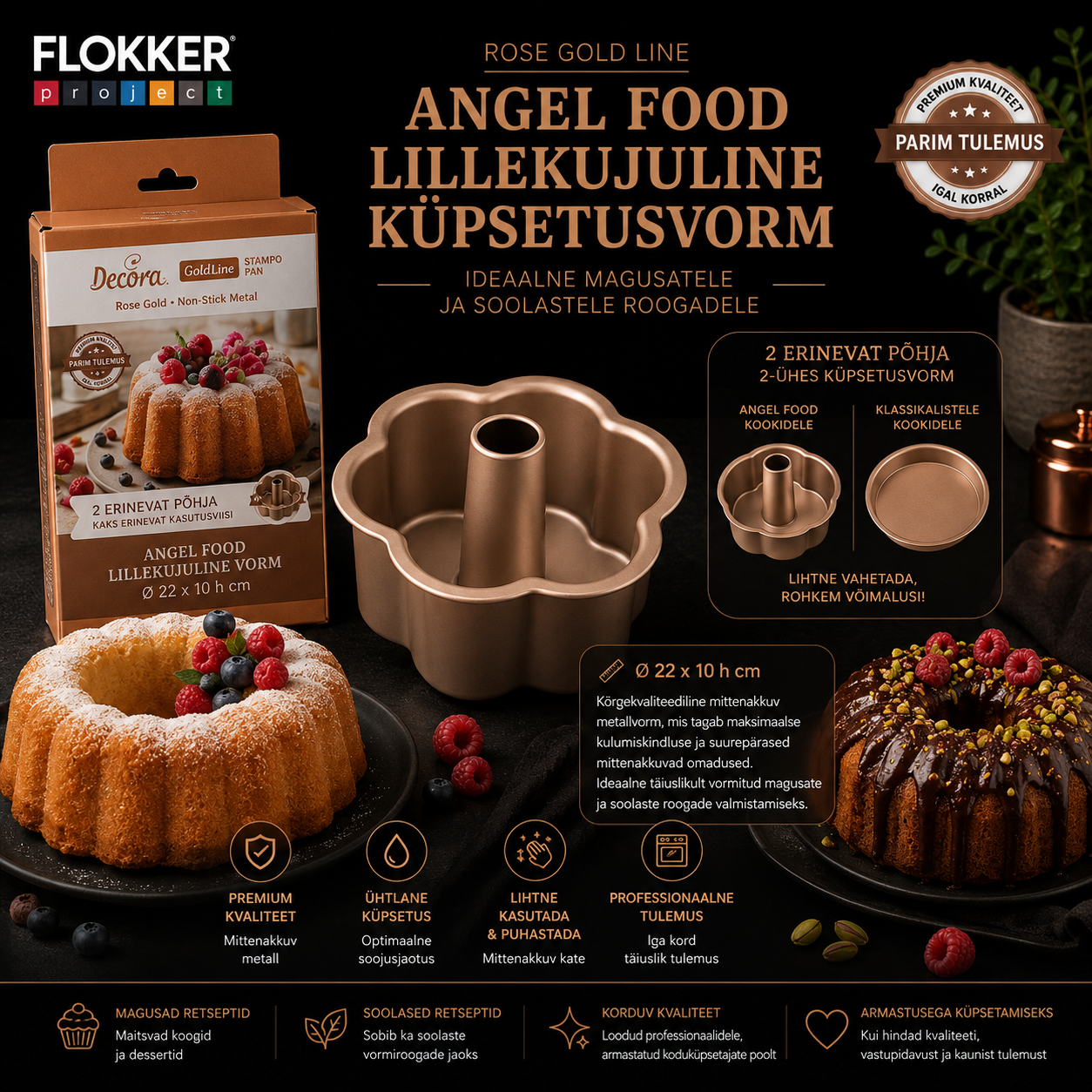 ROSE GOLD küpsetusvorm ANGEL Ø22 H.10cm