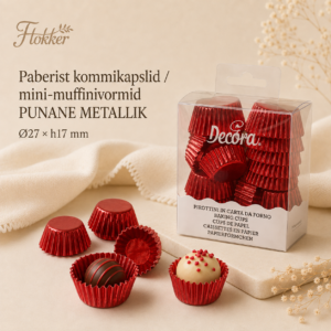 Punased metallik paberist kommikapslid ja mini-muffinivormid Ø27 × 17 mm