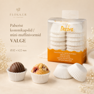 Paberist kommikapsel /mini-muffinivorm VALGE Ø32 h.22mm 200tk