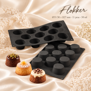 Must silikoonvorm SF022 MUFFIN üheteistkümne pesaga Ø51/38 × H27 mm