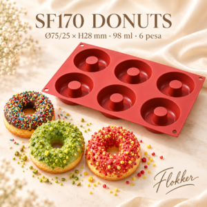 Terrakotapunane silikoonvorm SF170 DONUTS kuue pesaga, Ø75/25 × H28 mm, 98 ml