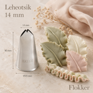Martellato leheotsik 14 mm BX1132 ja sellega pritsitud voldilised kreemilehed ning laineline ääris