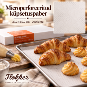 Martellato MicroPaper Air Pro mikroperforeeritud küpsetuspaber 39,2 × 59,2 cm croissant'ide küpsetamiseks