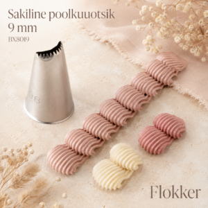 Martellato sakiline poolkuuotsik 9 mm BX8019 ja sellega pritsitud peente vagudega lainelised kreemikaunistused