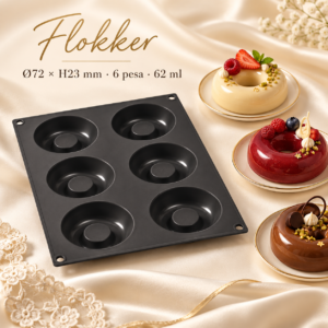 Must silikoonvorm SF012 SAVARIN kuue rõngakujulise pesaga Ø72 × H23 mm