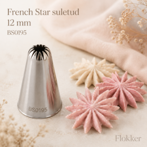Martellato suletud French Star otsik 12 mm BS0195 ja sellega pritsitud teravatipulised kreemitähed