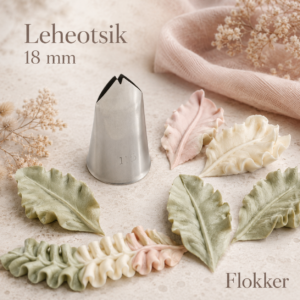Martellato suur leheotsik 18 mm nr 115 ja sellega pritsitud laiad voldilised kreemilehed