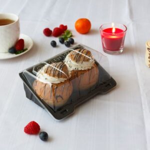 Taaskasutatav plastikust toidukarp BL1508E pruuni põhjaga ja läbipaistva kaanega mõõdus 150×80×75 mm