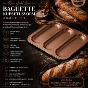 ROSE GOLD Baguette küpstusvorm 34,3x7,8 H.3cm