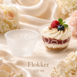Poolläbipaistvad ringmustriga FLORIDA desserditopsid 120 ml