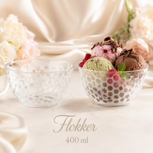 Läbipaistev satiinse täpimustriga SCOOP Crystal desserdikauss 400 ml