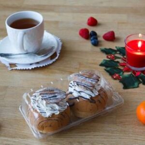 äbipaistev OPS-plastikust toidukarp SL519 2 vastlakukli jaoks mõõdus 165×85×65 mm