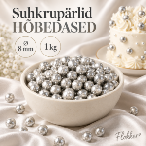 Hõbedased suhkrupärlid Ø 8 mm, 1 kg