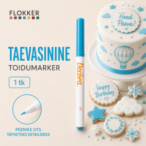 Decora taevasinine toidumarker peene otsaga suhkrumassile ja küpsistele joonistamiseks, 1 tk