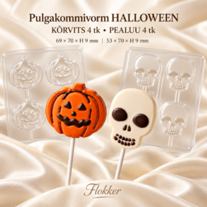 Halloween’i pulgakommivorm kõrvitsa ja pealuu kujul, 4 + 4 pesa