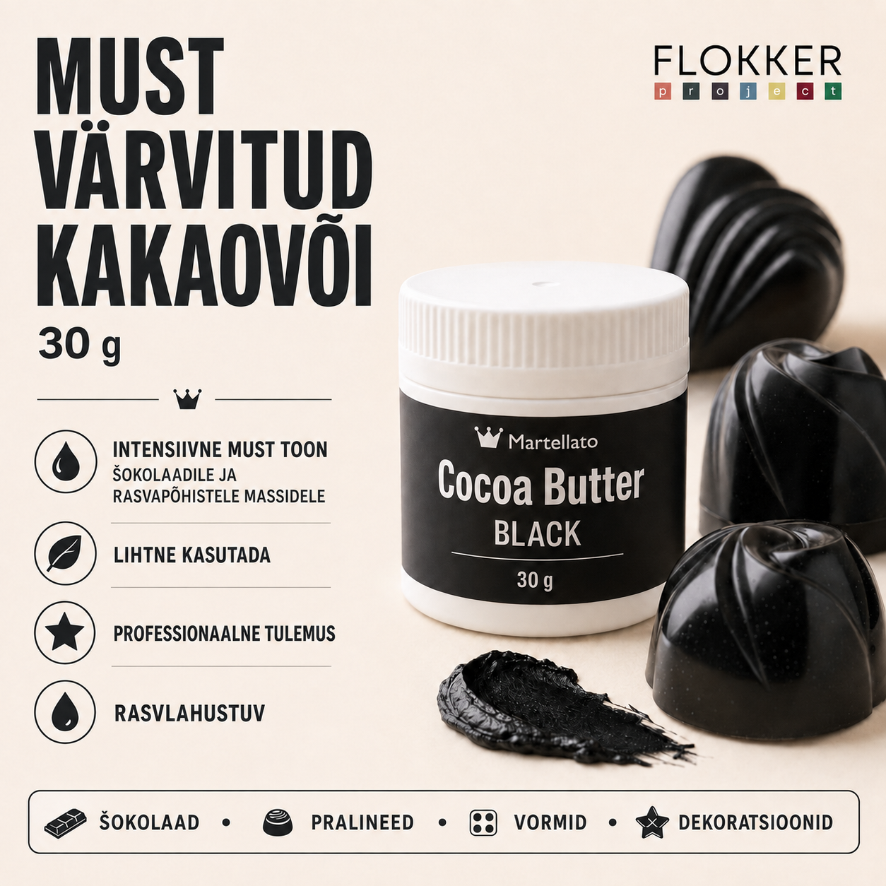 Martellato must värvitud kakaovõi 30 g
