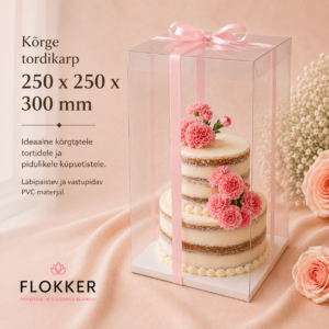 Kõrge läbipaistev tordikarp PVC 250 × 250 × 300 mm